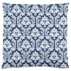 Navy Blue Damask Pattern Large Cushion Case (One Side)