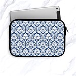 White On Blue Damask Apple iPad Mini Zippered Sleeve Front