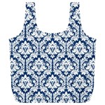 Navy Blue Damask Pattern Full Print Recycle Bag (XL) Front