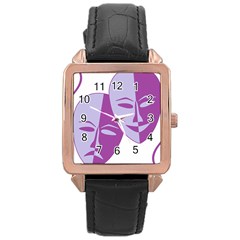 Comedy & Tragedy Of Chronic Pain Rose Gold Leather Watch  by FunWithFibro