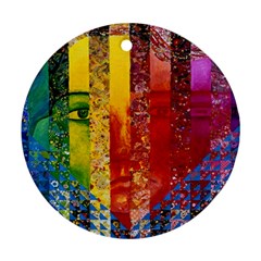 Conundrum I, Abstract Rainbow Woman Goddess  Round Ornament by DianeClancy