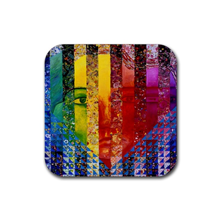 Conundrum I, Abstract Rainbow Woman Goddess  Drink Coaster (Square)