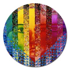 Conundrum I, Abstract Rainbow Woman Goddess  Magnet 5  (round) by DianeClancy