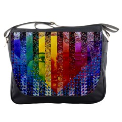 Conundrum I, Abstract Rainbow Woman Goddess  Messenger Bag by DianeClancy