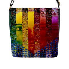 Conundrum I, Abstract Rainbow Woman Goddess  Flap Closure Messenger Bag (large) by DianeClancy