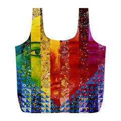 Conundrum I, Abstract Rainbow Woman Goddess  Reusable Bag (l) by DianeClancy