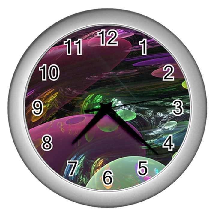 Creation Of The Rainbow Galaxy, Abstract Wall Clock (Silver)