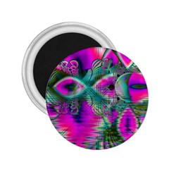 Crystal Flower Garden, Abstract Teal Violet 2 25  Button Magnet by DianeClancy