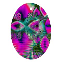 Crystal Flower Garden, Abstract Teal Violet Oval Ornament