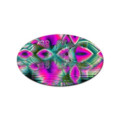 Crystal Flower Garden, Abstract Teal Violet Sticker (oval) by DianeClancy