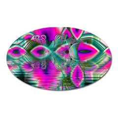 Crystal Flower Garden, Abstract Teal Violet Magnet (oval) by DianeClancy