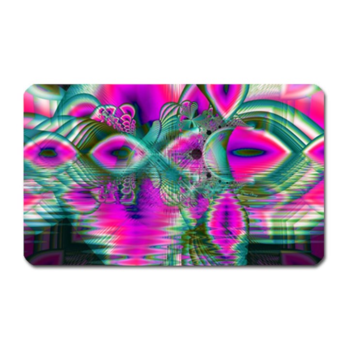 Crystal Flower Garden, Abstract Teal Violet Magnet (Rectangular)