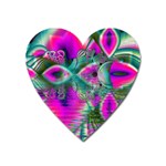 Crystal Flower Garden, Abstract Teal Violet Magnet (Heart) Front