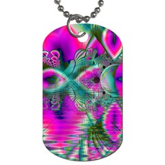 Crystal Flower Garden, Abstract Teal Violet Dog Tag (one Sided) by DianeClancy