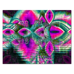 Crystal Flower Garden, Abstract Teal Violet Jigsaw Puzzle (rectangle) by DianeClancy