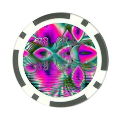 Crystal Flower Garden, Abstract Teal Violet Poker Chip by DianeClancy