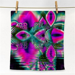 Crystal Flower Garden, Abstract Teal Violet Face Towel