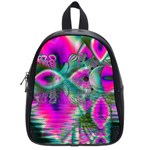 Crystal Flower Garden, Abstract Teal Violet School Bag (Small) Front