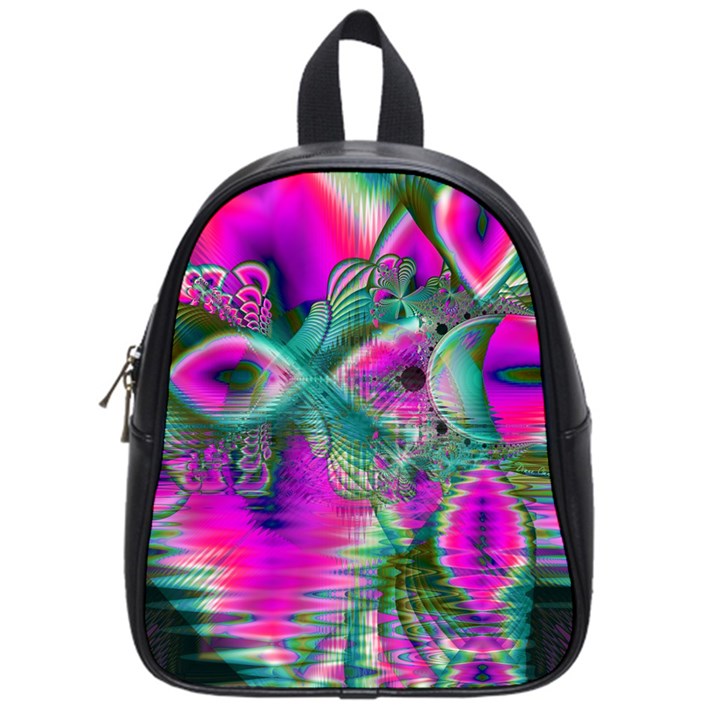 Crystal Flower Garden, Abstract Teal Violet School Bag (Small)