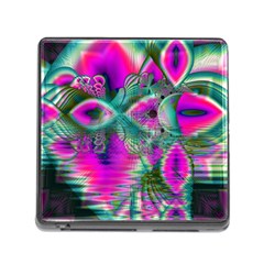 Crystal Flower Garden, Abstract Teal Violet Memory Card Reader With Storage (square) by DianeClancy