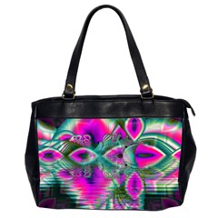 Crystal Flower Garden, Abstract Teal Violet Oversize Office Handbag (two Sides) by DianeClancy