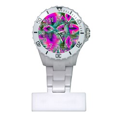 Crystal Flower Garden, Abstract Teal Violet Nurses Watch by DianeClancy