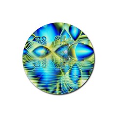 Crystal Lime Turquoise Heart Of Love, Abstract Drink Coaster (round) by DianeClancy