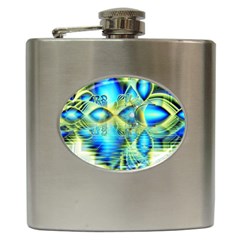 Crystal Lime Turquoise Heart Of Love, Abstract Hip Flask by DianeClancy