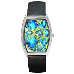 Crystal Lime Turquoise Heart Of Love, Abstract Tonneau Leather Watch by DianeClancy