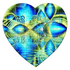 Crystal Lime Turquoise Heart Of Love, Abstract Jigsaw Puzzle (heart) by DianeClancy