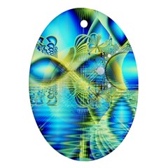 Crystal Lime Turquoise Heart Of Love, Abstract Oval Ornament (two Sides) by DianeClancy