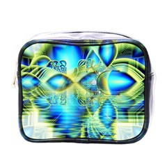 Crystal Lime Turquoise Heart Of Love, Abstract Mini Travel Toiletry Bag (one Side) by DianeClancy