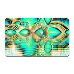 Golden Teal Peacock, Abstract Copper Crystal Magnet (rectangular) by DianeClancy