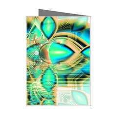 Golden Teal Peacock, Abstract Copper Crystal Mini Greeting Card (8 Pack) by DianeClancy