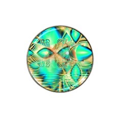 Golden Teal Peacock, Abstract Copper Crystal Golf Ball Marker (for Hat Clip) by DianeClancy