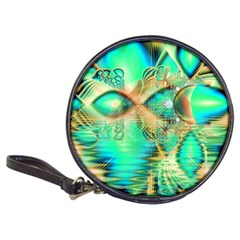 Golden Teal Peacock, Abstract Copper Crystal Cd Wallet by DianeClancy