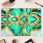 Golden Teal Peacock, Abstract Copper Crystal Cosmetic Bag (XXL) Front