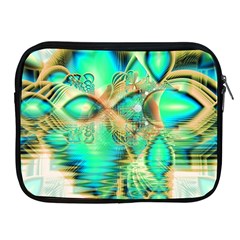 Golden Teal Peacock, Abstract Copper Crystal Apple Ipad Zippered Sleeve by DianeClancy