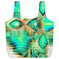 Golden Teal Peacock, Abstract Copper Crystal Reusable Bag (xl)