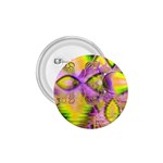 Golden Violet Crystal Heart Of Fire, Abstract 1.75  Button Front