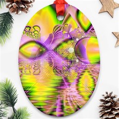 Golden Violet Crystal Heart Of Fire, Abstract Ornament (oval) by DianeClancy