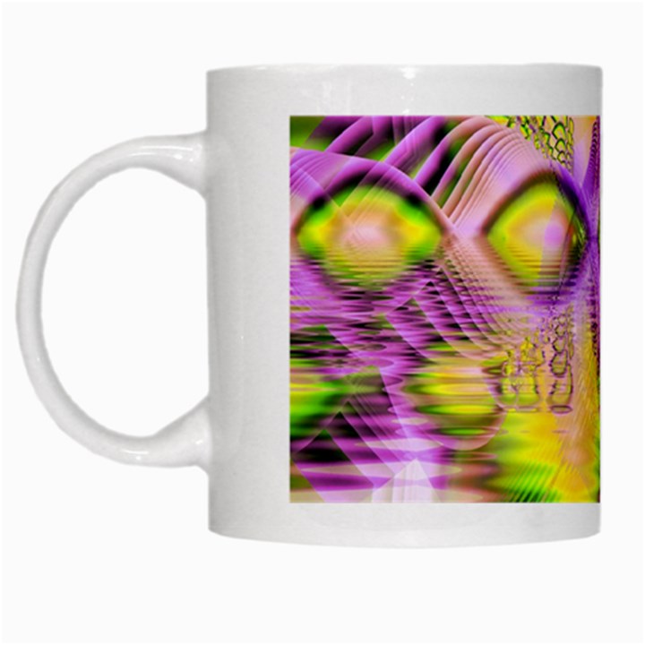 Golden Violet Crystal Heart Of Fire, Abstract White Mug