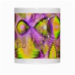 Golden Violet Crystal Heart Of Fire, Abstract White Mug Center