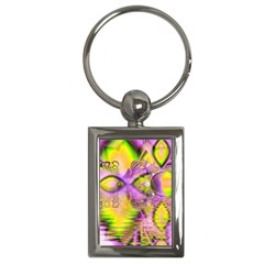 Golden Violet Crystal Heart Of Fire, Abstract Key Chain (rectangle)