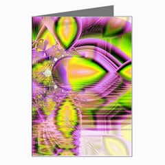 Golden Violet Crystal Heart Of Fire, Abstract Greeting Card by DianeClancy