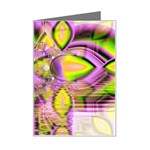 Golden Violet Crystal Heart Of Fire, Abstract Mini Greeting Card Left