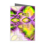 Golden Violet Crystal Heart Of Fire, Abstract Mini Greeting Card Right