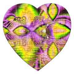 Golden Violet Crystal Heart Of Fire, Abstract Jigsaw Puzzle (heart) by DianeClancy