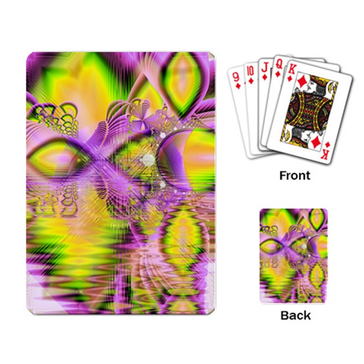 Golden Violet Crystal Heart Of Fire, Abstract Playing Cards Single Design