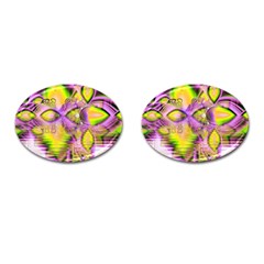 Golden Violet Crystal Heart Of Fire, Abstract Cufflinks (oval) by DianeClancy